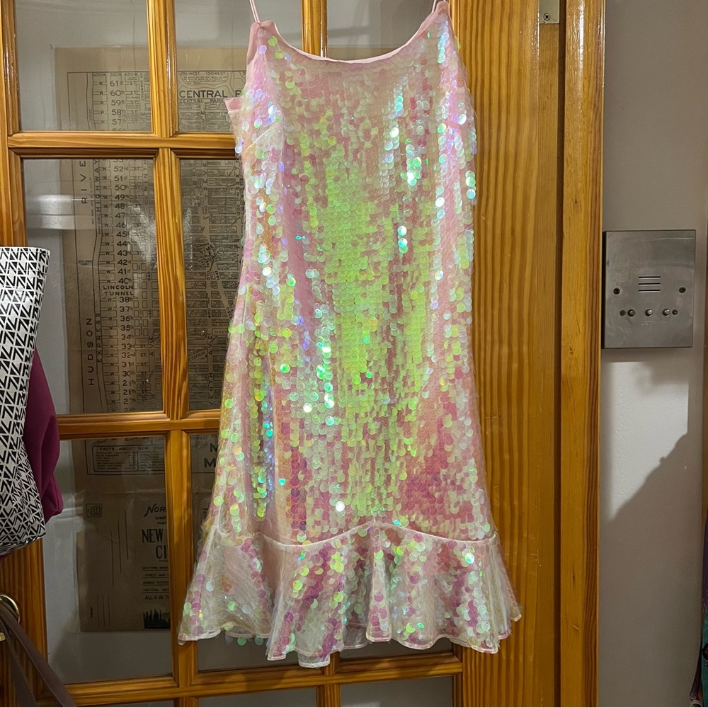 Loveshackfancy iridescent “albina” sequin mini dress
